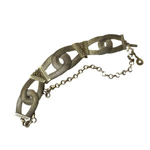 Chicos Gold Mesh Chain Link Belt Womens Interlocking 42" Length